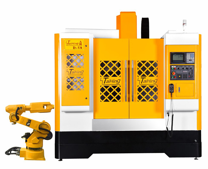 线轨机D-V8（三菱系统）—CNC850三轴线轨机(高速高精密零件立式加工中心机） （带油雾得理器） 主轴转速达18000转 ，带机械手